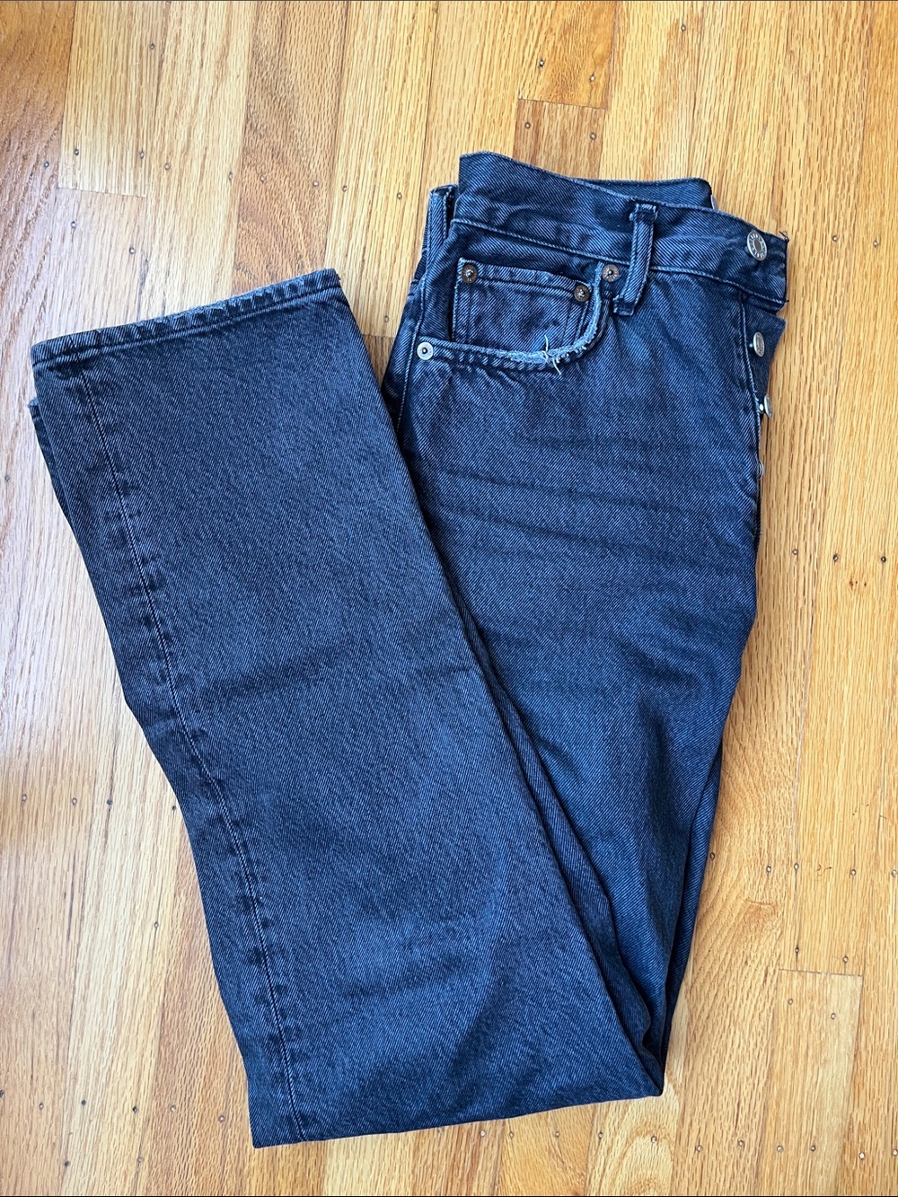 Agolde Black High Rise Straight-Leg Jeans